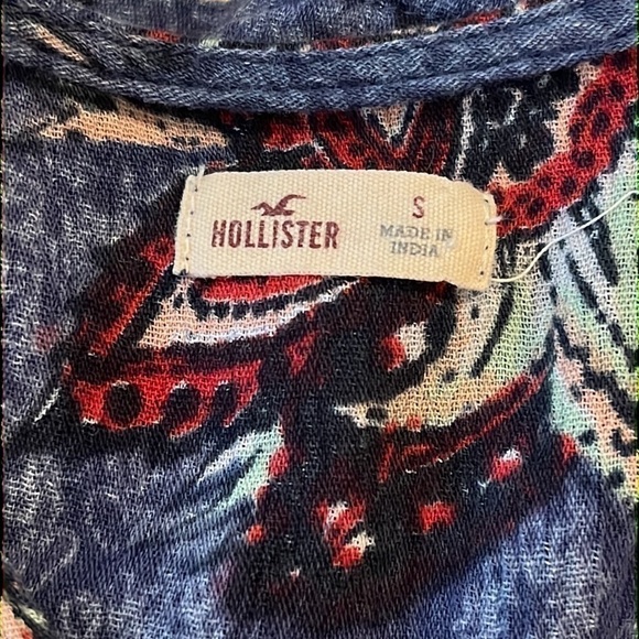 HOLLISTER Floral Boho Faux Wrap Tassel Peasant Blouse Size Small - Picture 7 of 8